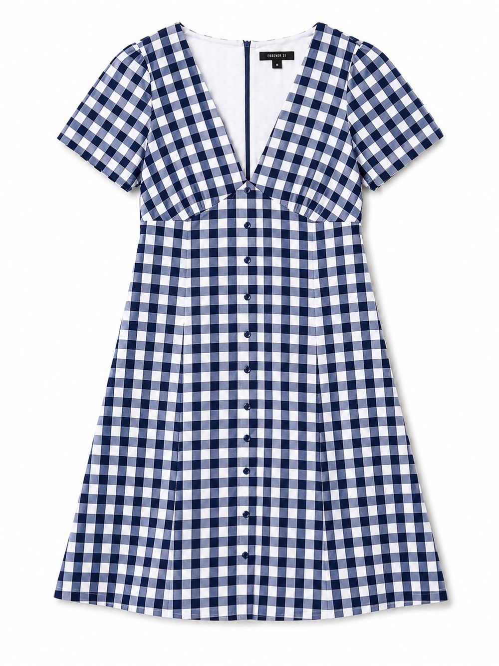 Forever 21 Navy & White Gingham Button-Down Dress